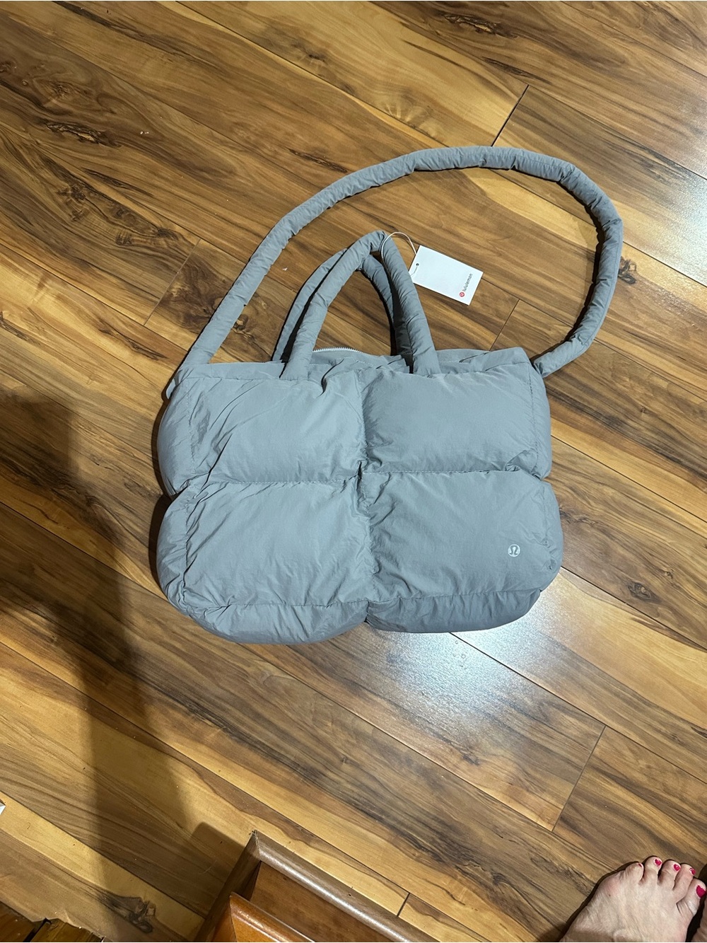 lululemon athletica Light Gray Quilted Puffer Shoulder Bag